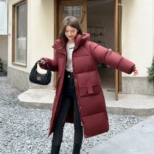 Oversized Women's Hooded Padded Jacket with Elastic Band Cuff