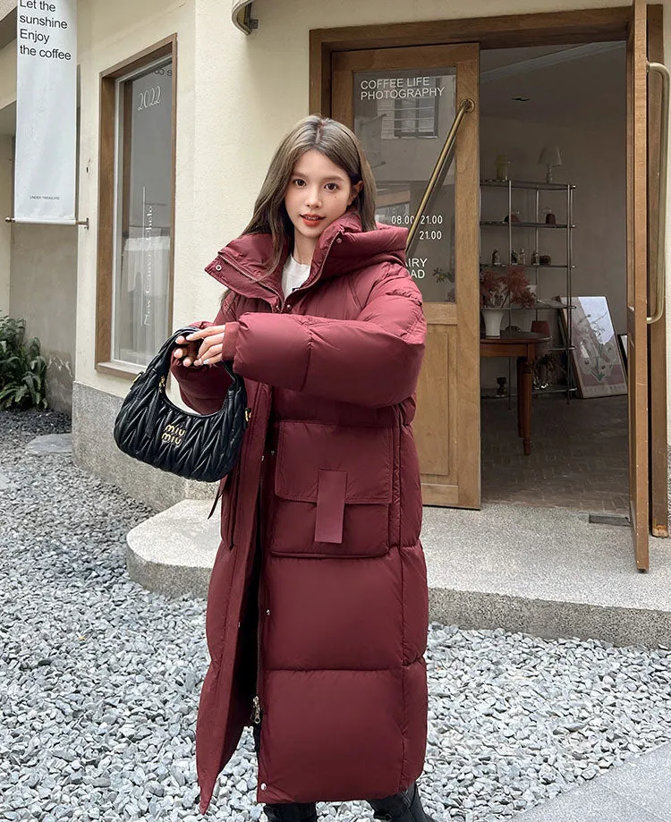 Oversized Women's Hooded Padded Jacket with Elastic Band Cuff