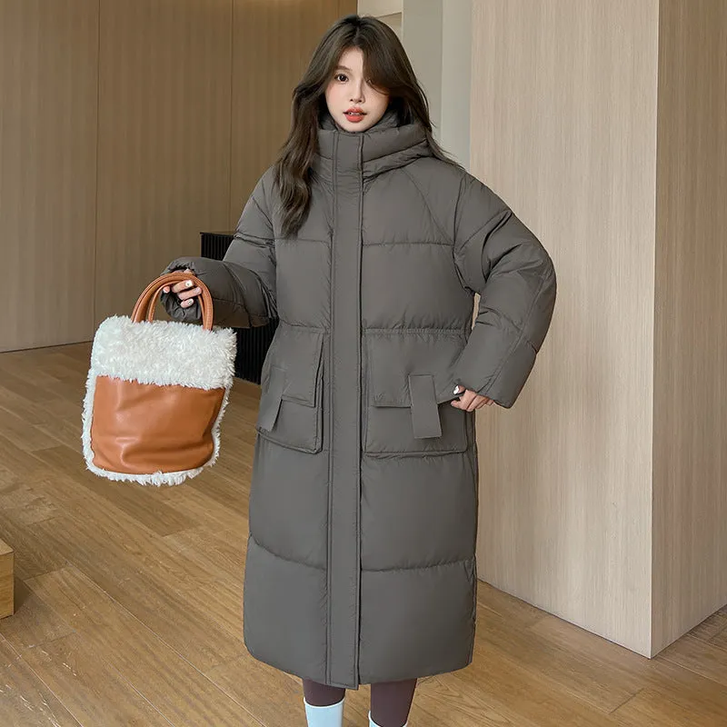 Oversized Women's Hooded Padded Jacket with Elastic Band Cuff