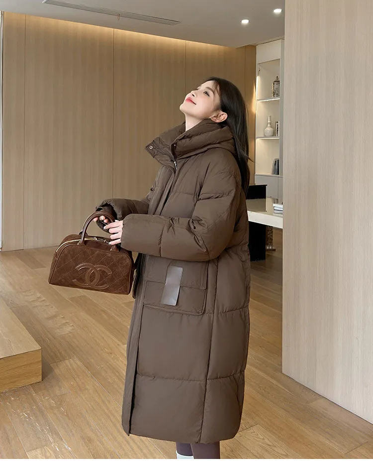 Oversized Women's Hooded Padded Jacket with Elastic Band Cuff
