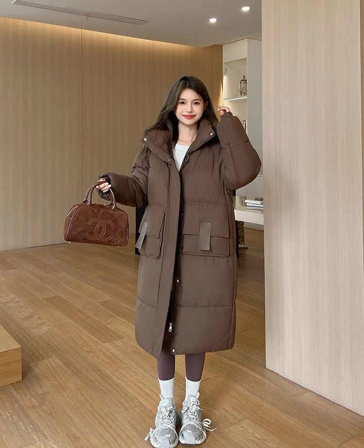 Oversized Women's Hooded Padded Jacket with Elastic Band Cuff