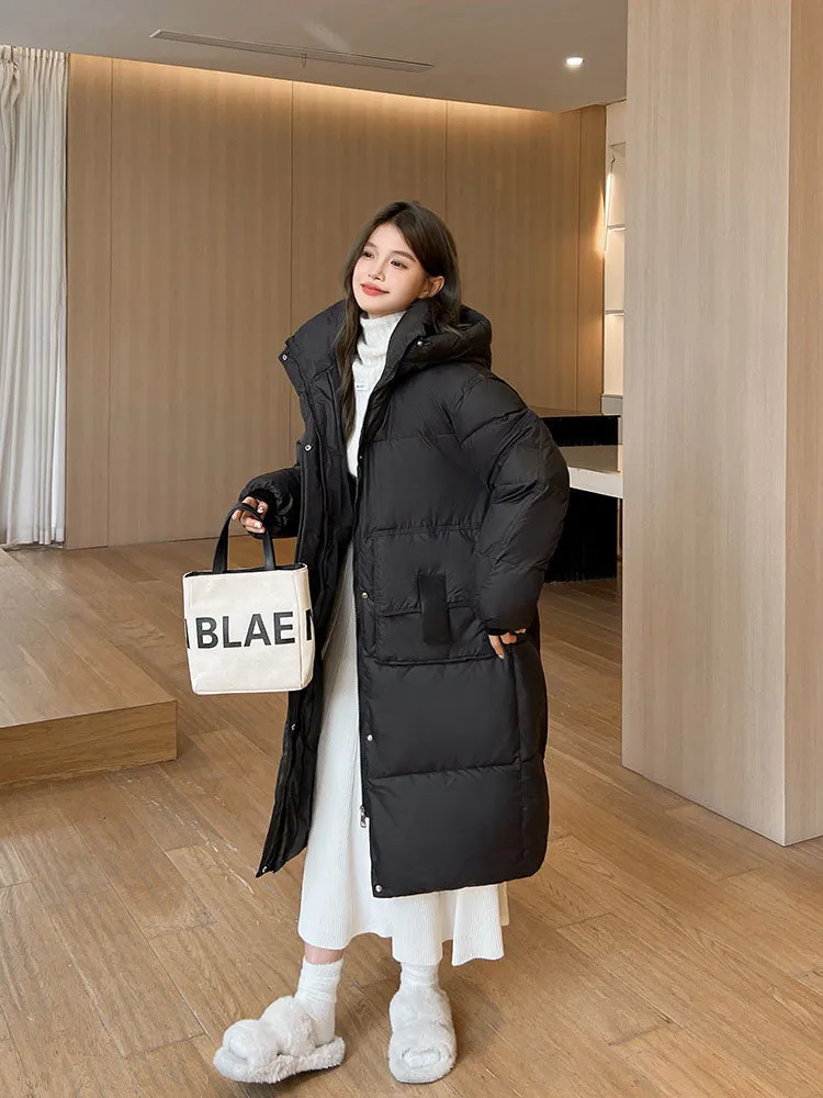 Oversized Women's Hooded Padded Jacket with Elastic Band Cuff
