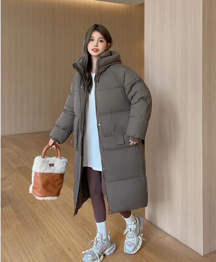 Oversized Women's Hooded Padded Jacket with Elastic Band Cuff