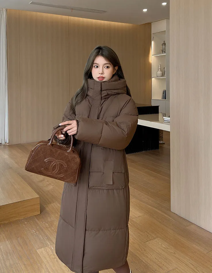 Oversized Women's Hooded Padded Jacket with Elastic Band Cuff