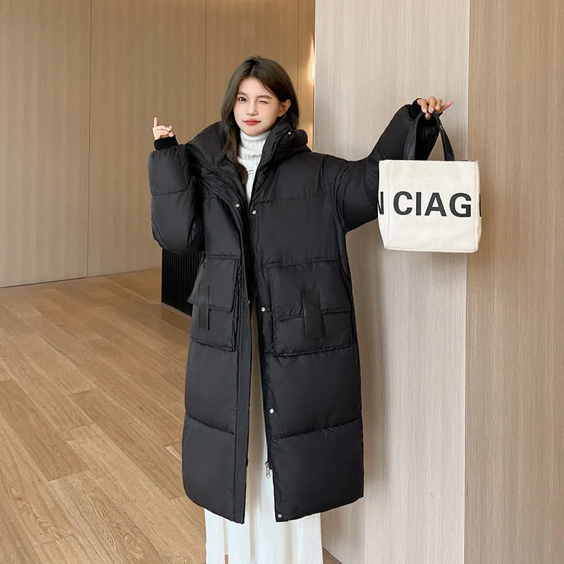 Oversized Women's Hooded Padded Jacket with Elastic Band Cuff