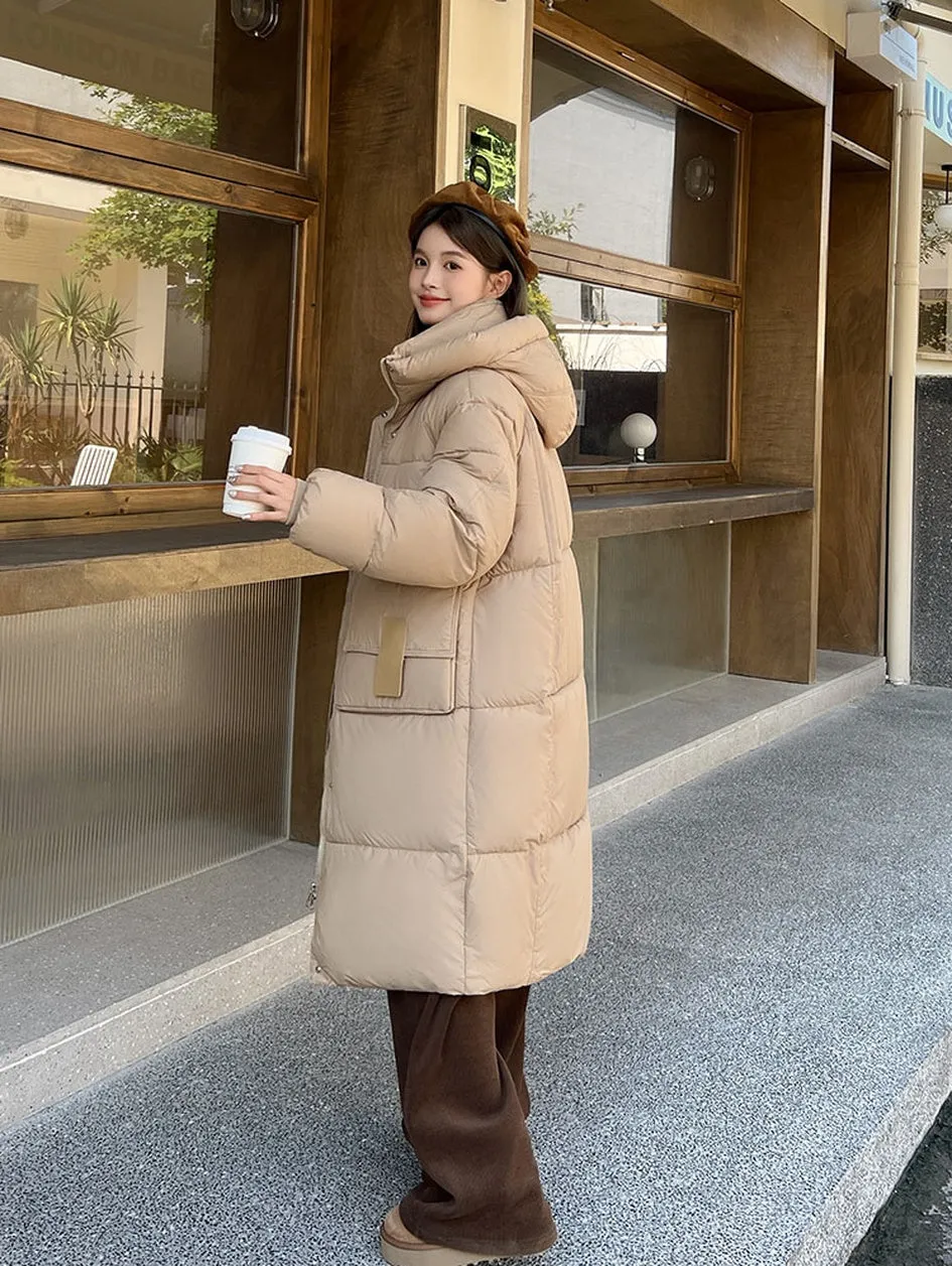Oversized Women's Hooded Padded Jacket with Elastic Band Cuff
