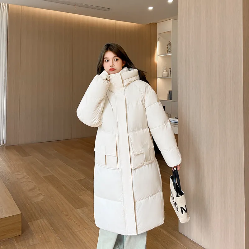 Oversized Women's Hooded Padded Jacket with Elastic Band Cuff