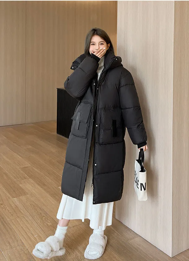 Oversized Women's Hooded Padded Jacket with Elastic Band Cuff