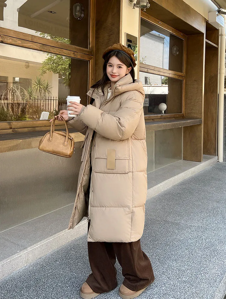 Oversized Women's Hooded Padded Jacket with Elastic Band Cuff
