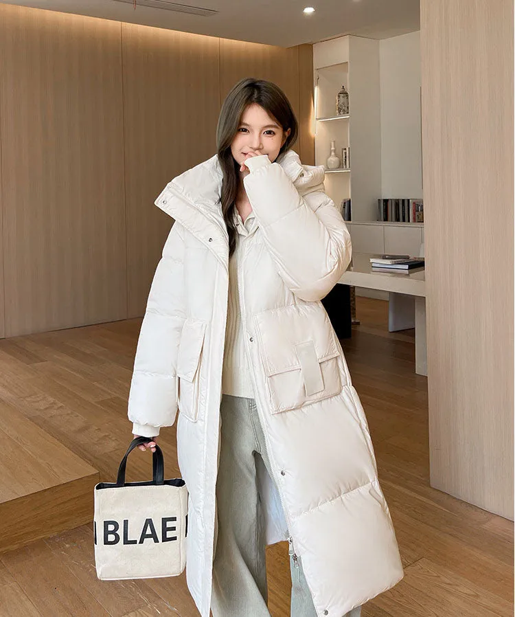 Oversized Women's Hooded Padded Jacket with Elastic Band Cuff