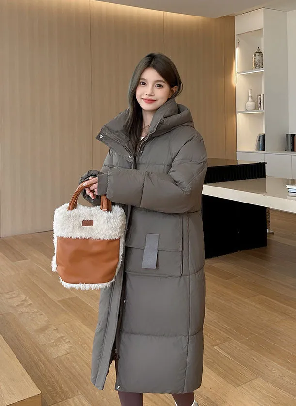 Oversized Women's Hooded Padded Jacket with Elastic Band Cuff