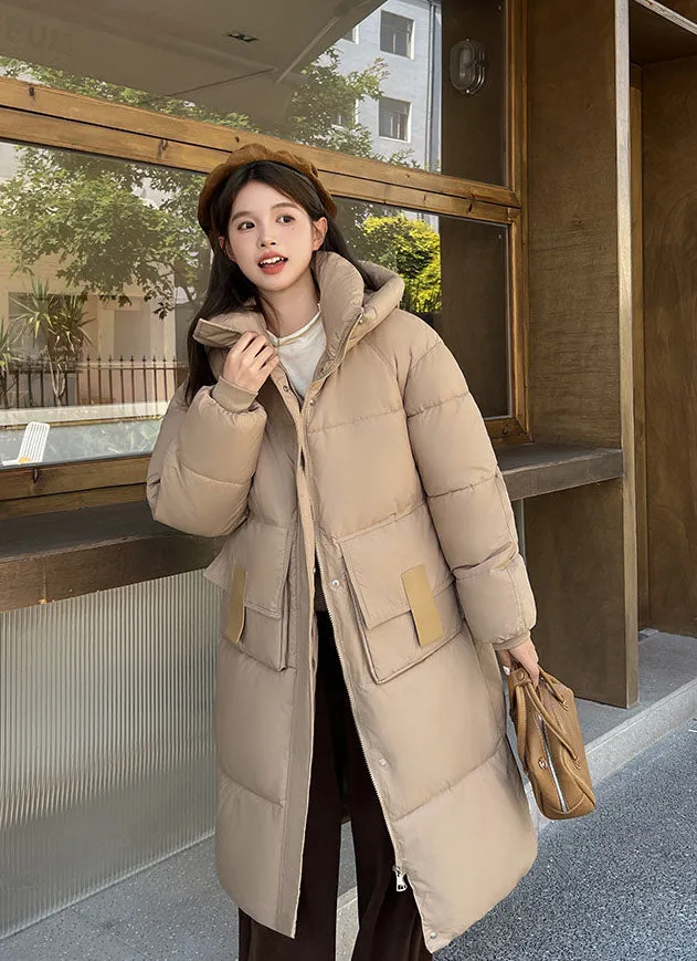 Oversized Women's Hooded Padded Jacket with Elastic Band Cuff