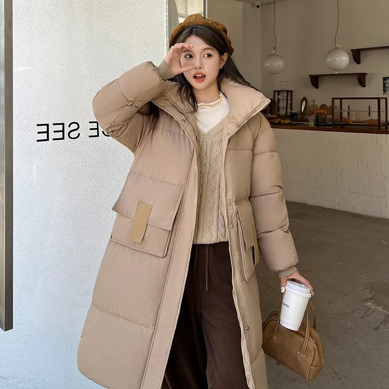 Oversized Women's Hooded Padded Jacket with Elastic Band Cuff