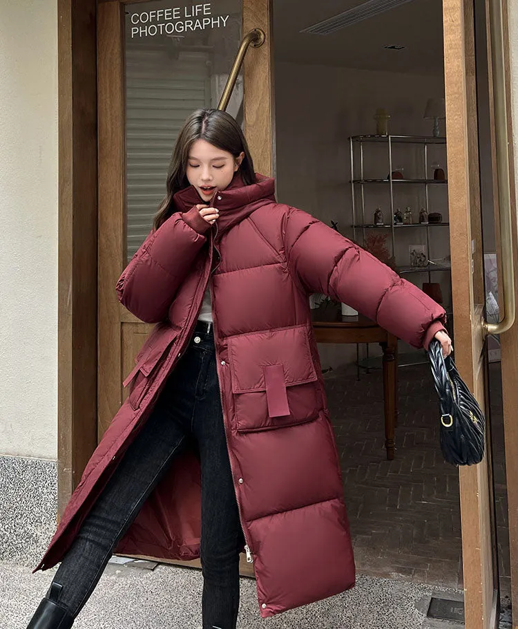 Oversized Women's Hooded Padded Jacket with Elastic Band Cuff