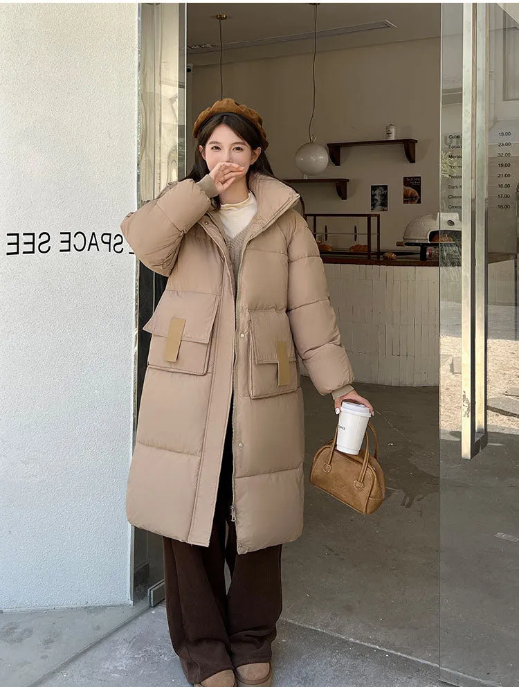 Oversized Women's Hooded Padded Jacket with Elastic Band Cuff
