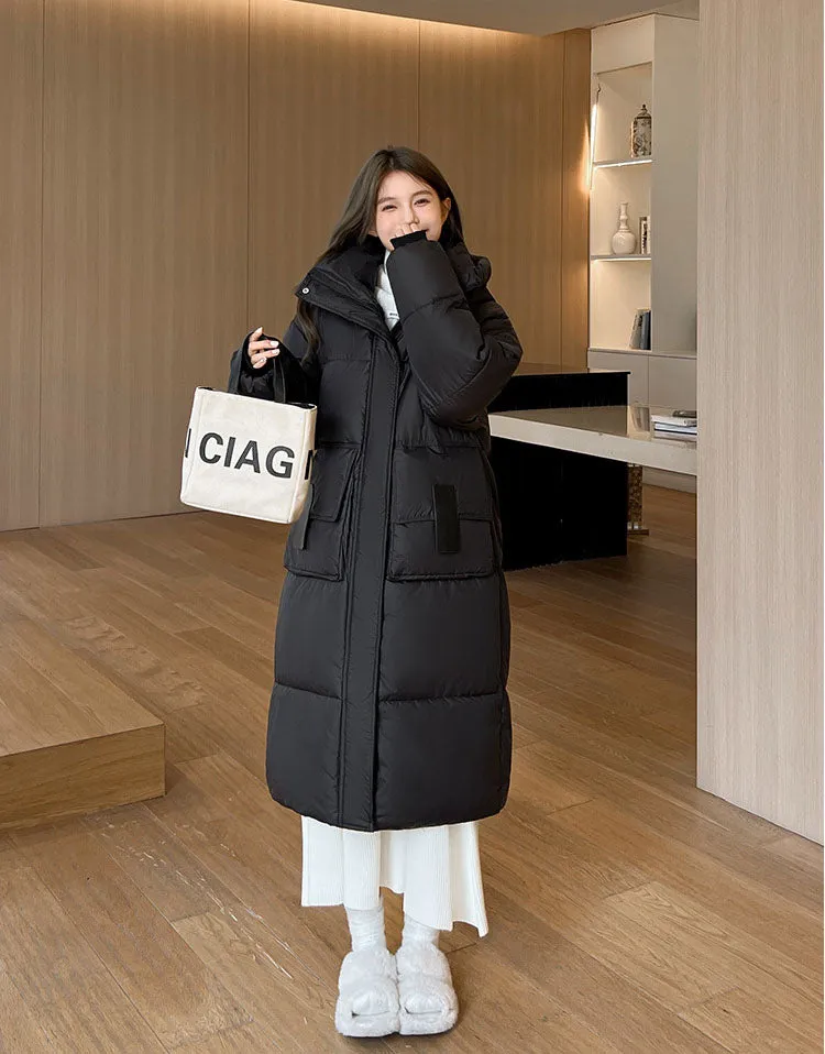 Oversized Women's Hooded Padded Jacket with Elastic Band Cuff