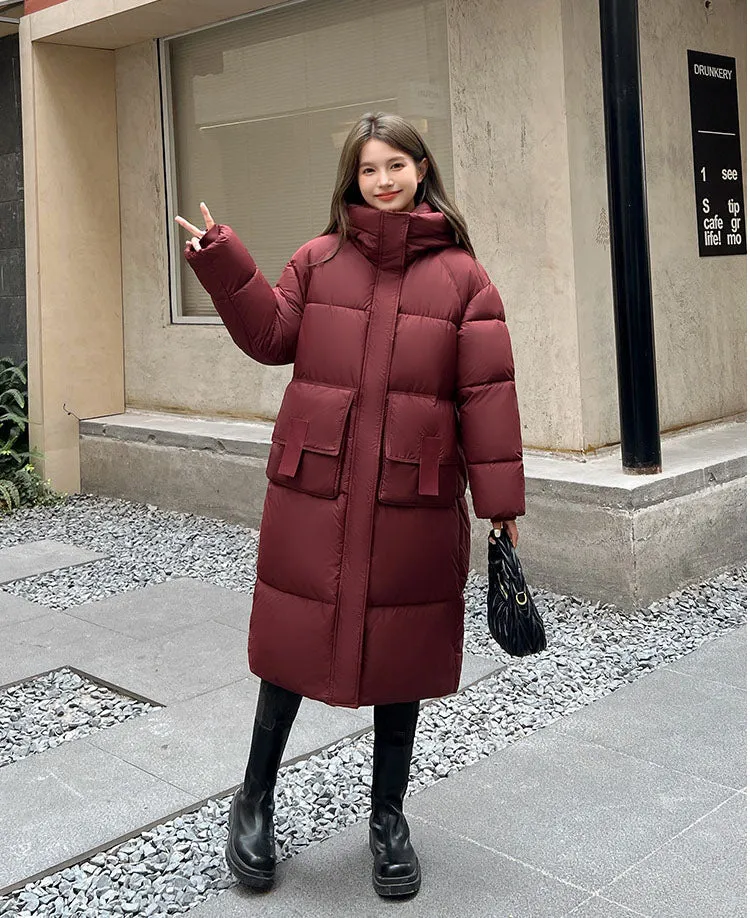 Oversized Women's Hooded Padded Jacket with Elastic Band Cuff