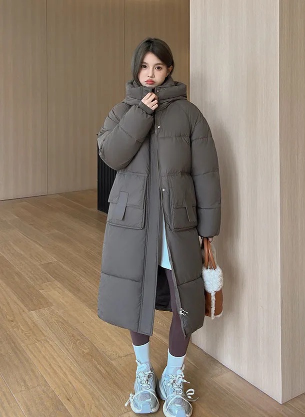 Oversized Women's Hooded Padded Jacket with Elastic Band Cuff