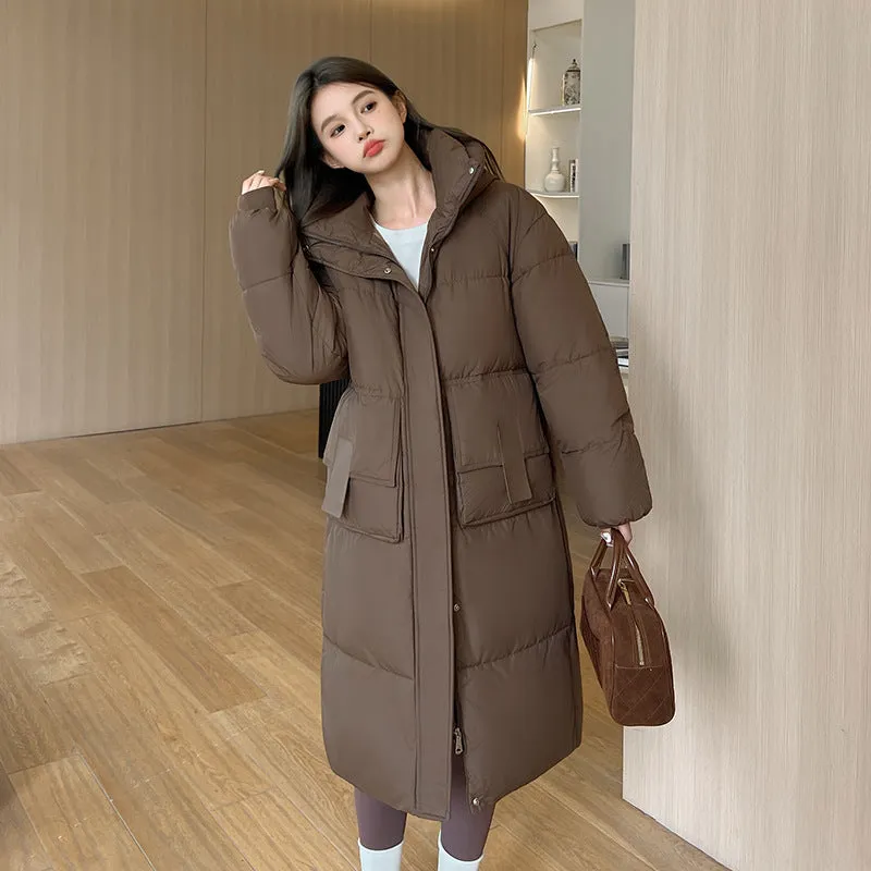 Oversized Women's Hooded Padded Jacket with Elastic Band Cuff