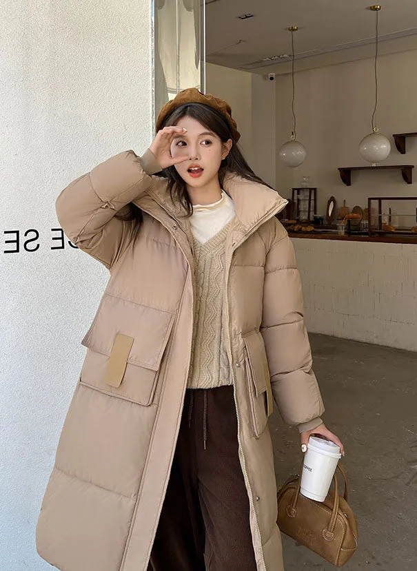 Oversized Women's Hooded Padded Jacket with Elastic Band Cuff