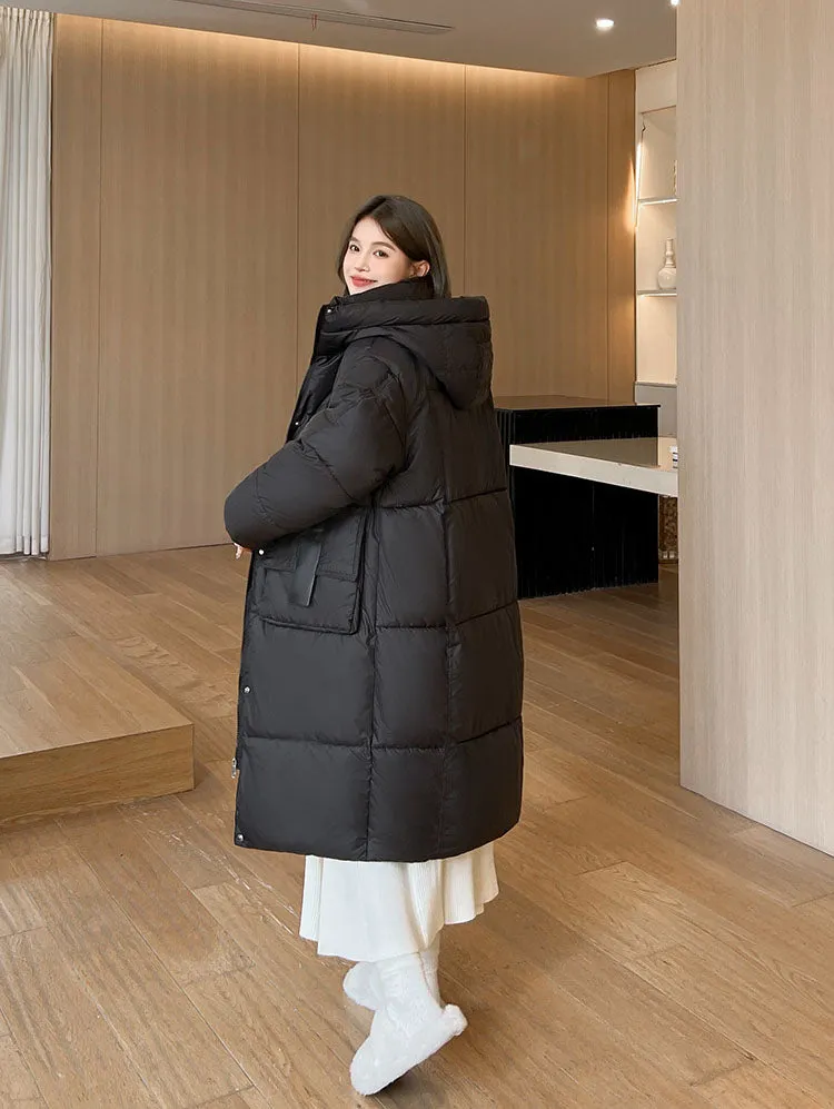 Oversized Women's Hooded Padded Jacket with Elastic Band Cuff