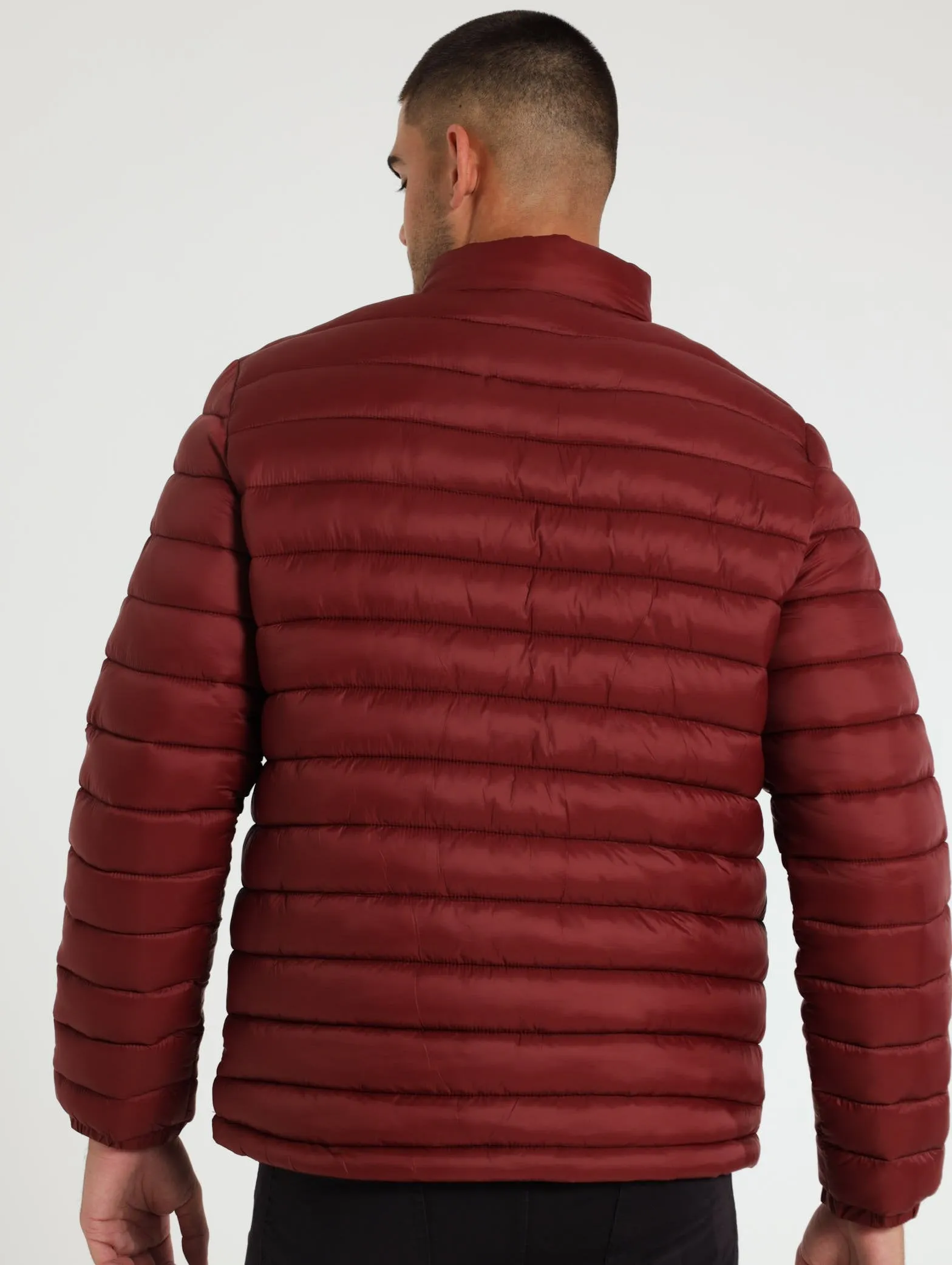 Packable Puffer Jacket - Burgundy