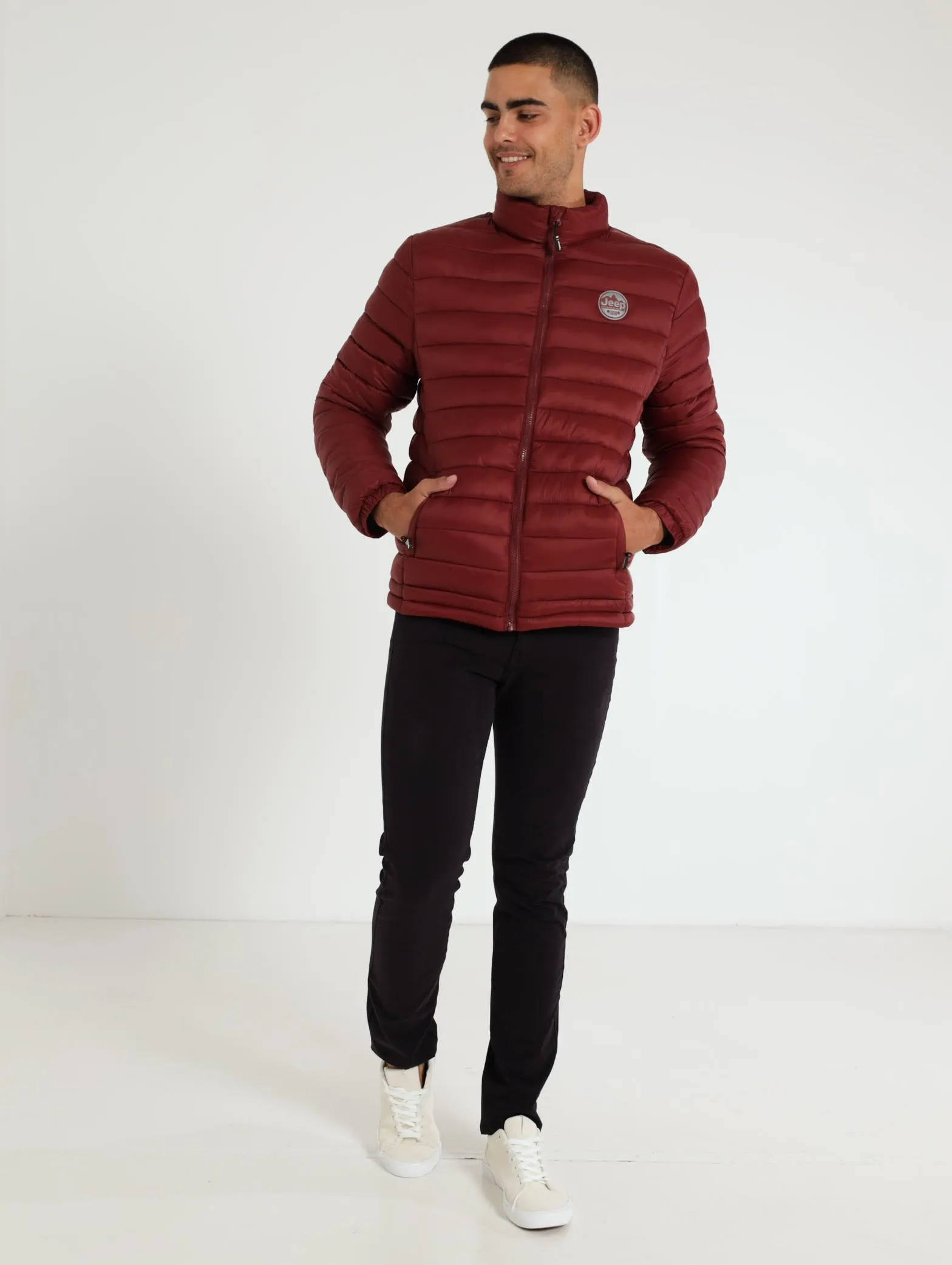 Packable Puffer Jacket - Burgundy