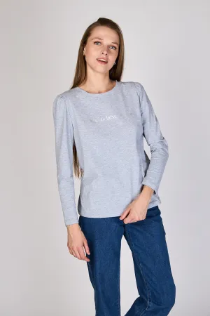 Polera con Recogido en Hombro Ali Gris Eclipse