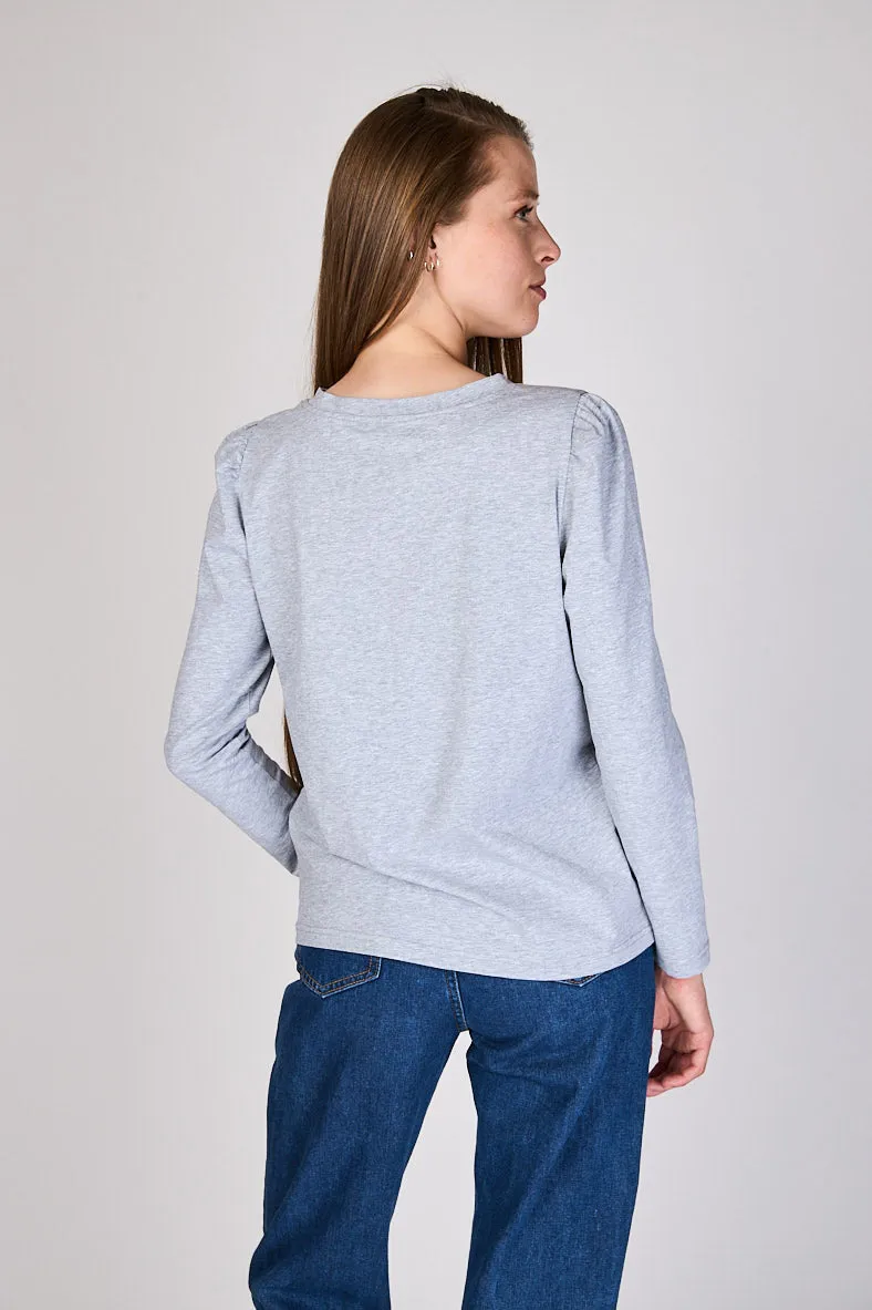 Polera con Recogido en Hombro Ali Gris Eclipse
