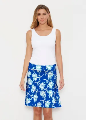 Polka Dot Floral Navy (7916) ~ Silky Brenda Skirt 21 inch