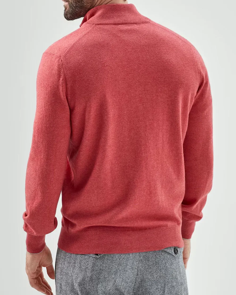 Pomegranate Quarter Zip Cashmere Sweater
