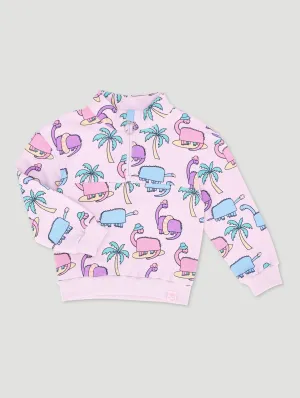 Pre-Girls Danasoli Turtle Neck Print Track Top - Lilac