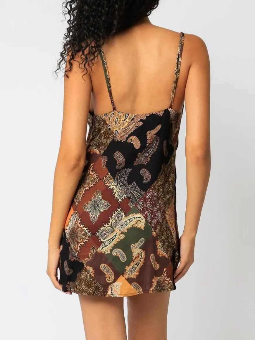 Print Cowl Neck Mini Dress