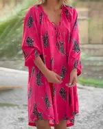Print V-neck Casual Dress