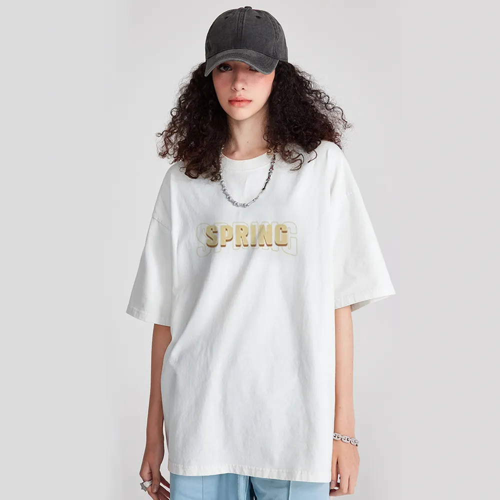 Pure Cotton 260G Spring Rose Print T-Shirt