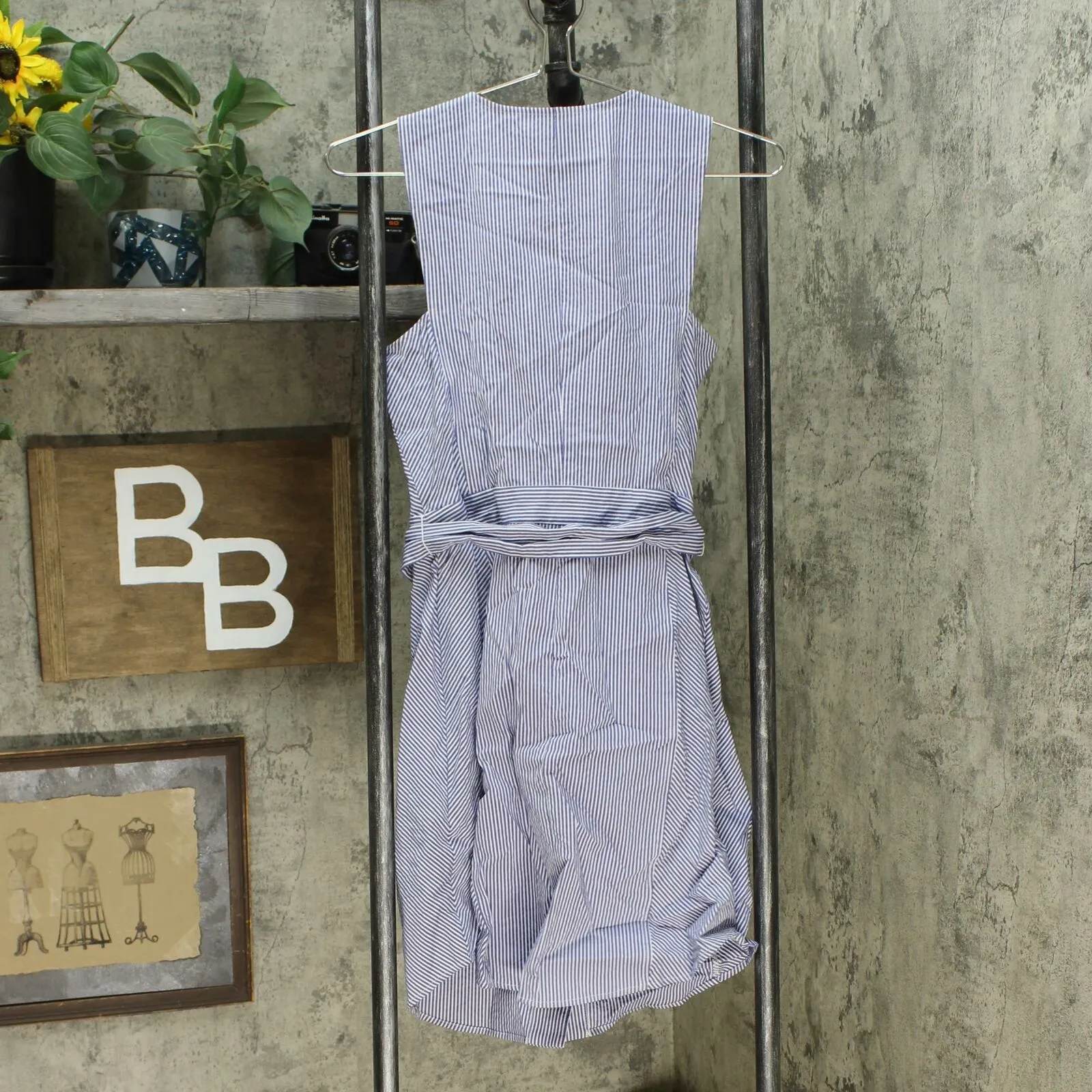 RACHEL Rachel Roy Sabrina Sleeveless Seersucker Tie Waist Cotton Dress
