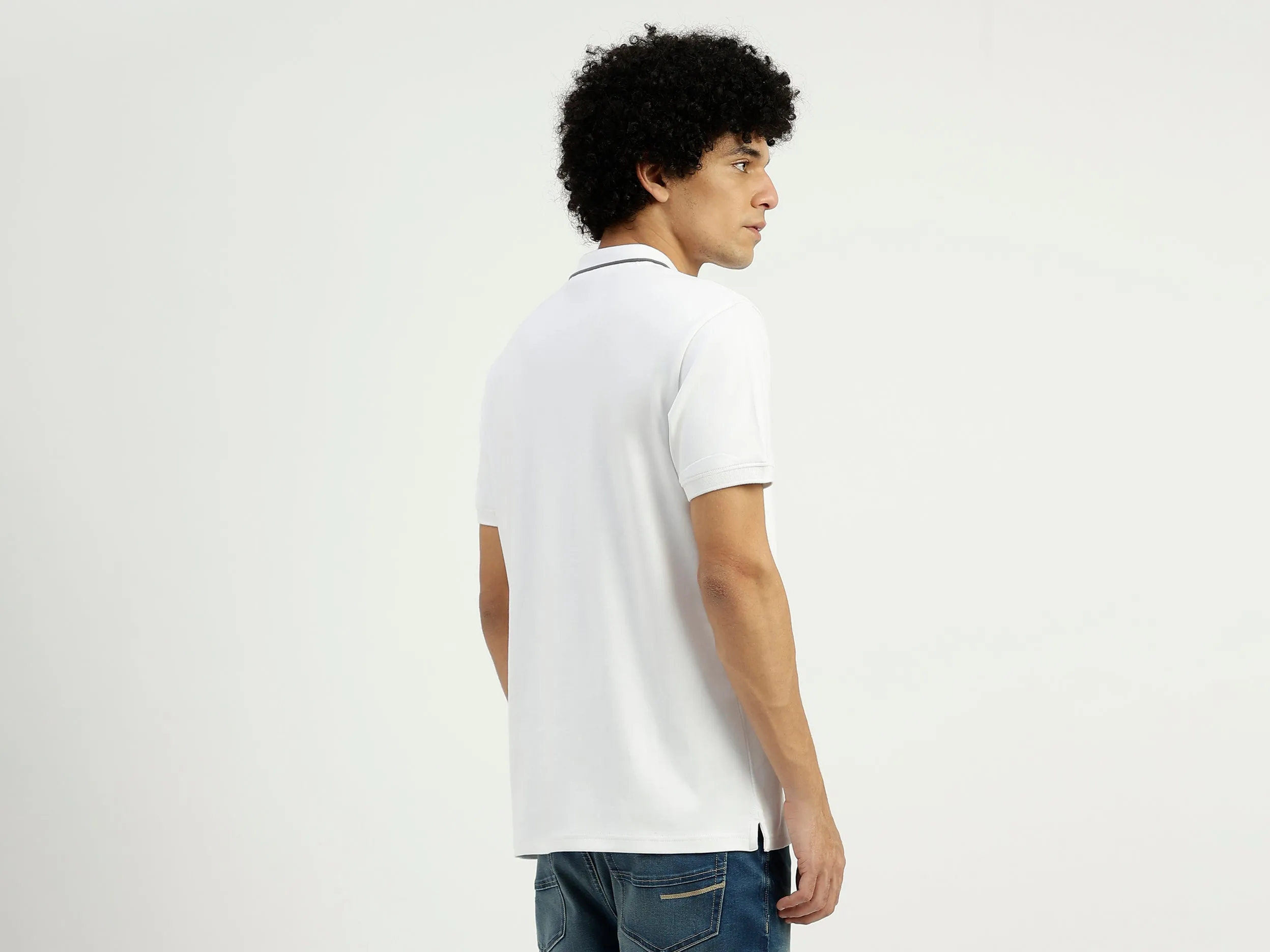 Regular Fit Ribbed Collar Solid T-Shirt