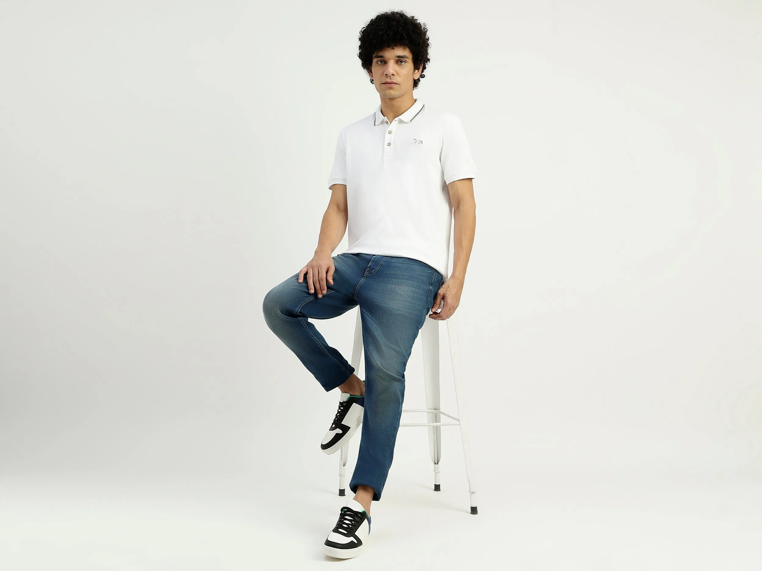 Regular Fit Ribbed Collar Solid T-Shirt