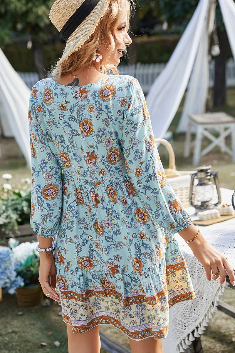 Rina Boho Dress - Baby Blue