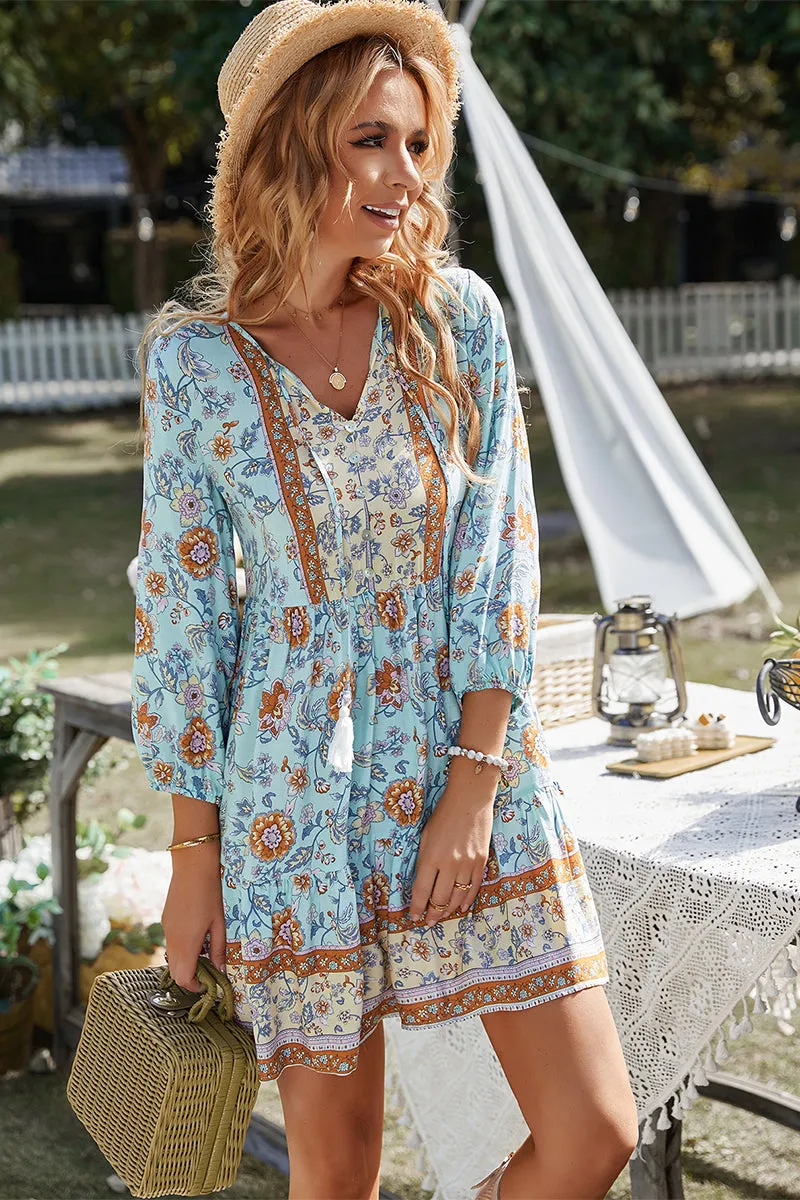 Rina Boho Dress - Baby Blue