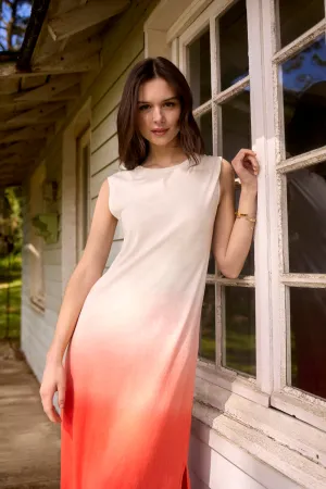 RIVO - Robe longue corail maille effet deep dye