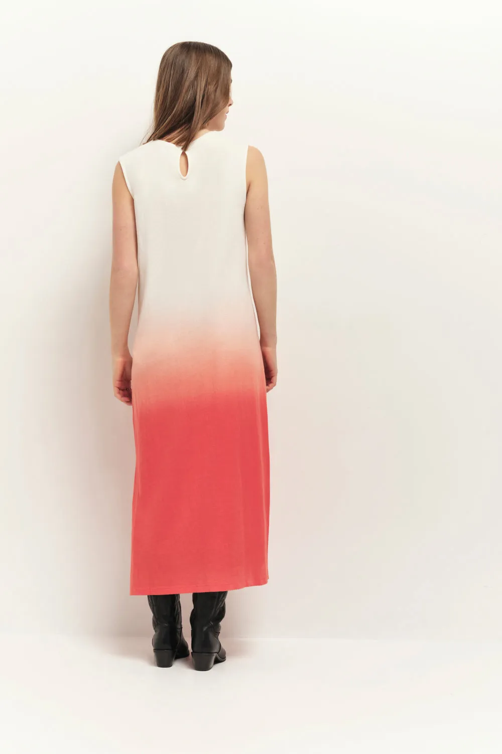 RIVO - Robe longue corail maille effet deep dye
