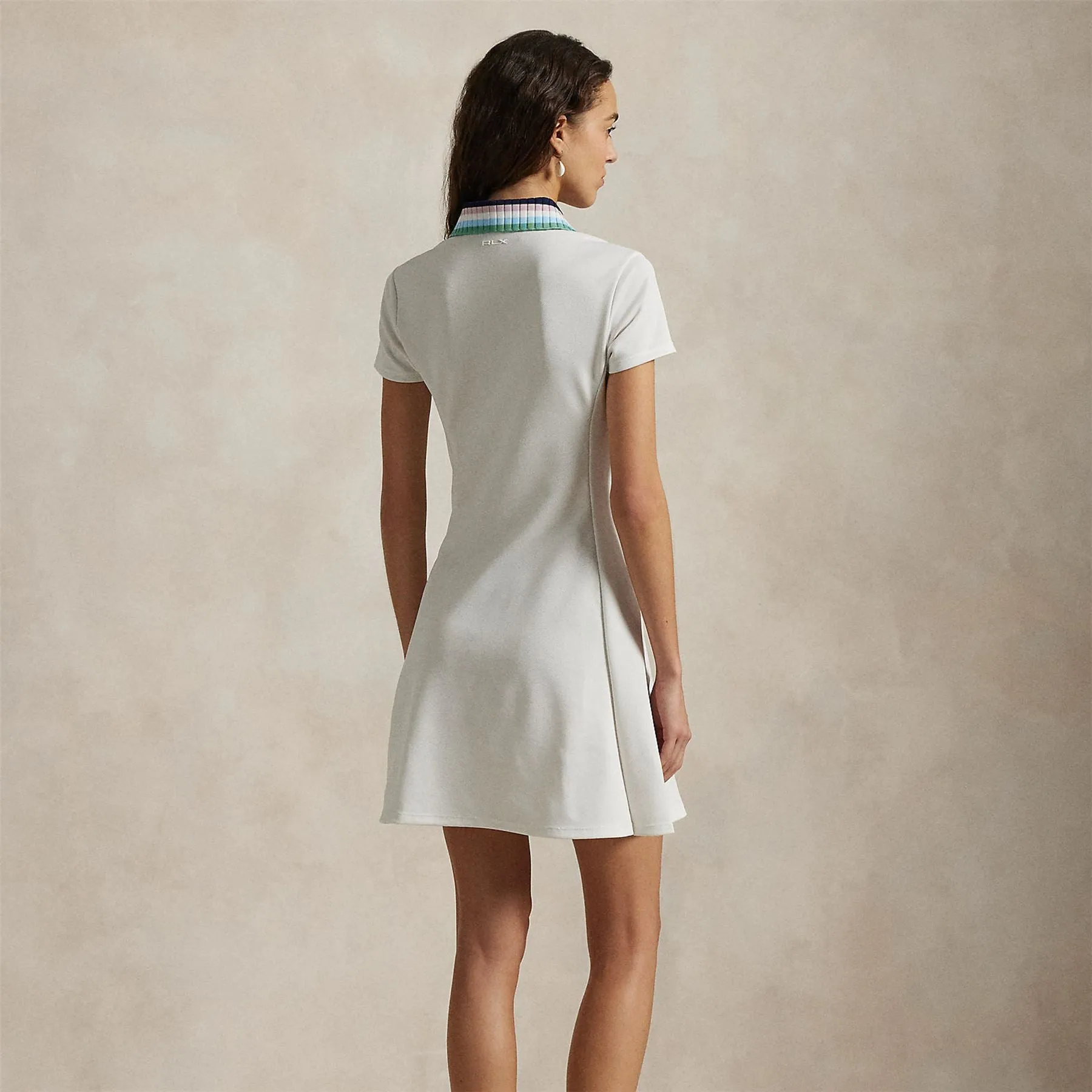 RLX SS Sweater Collar Dress Ceramic White/Refined Navy Multi