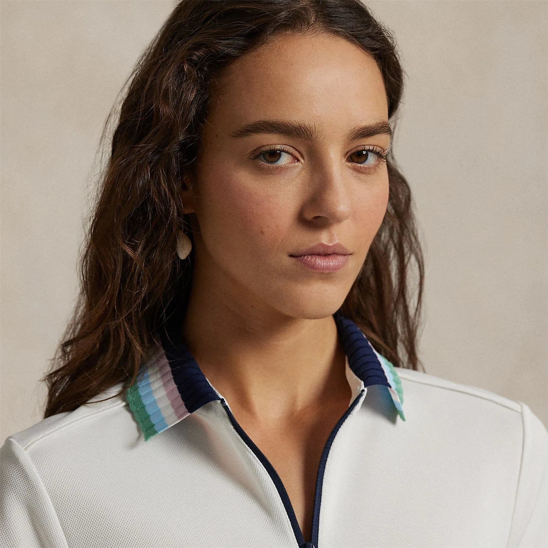 RLX SS Sweater Collar Dress Ceramic White/Refined Navy Multi