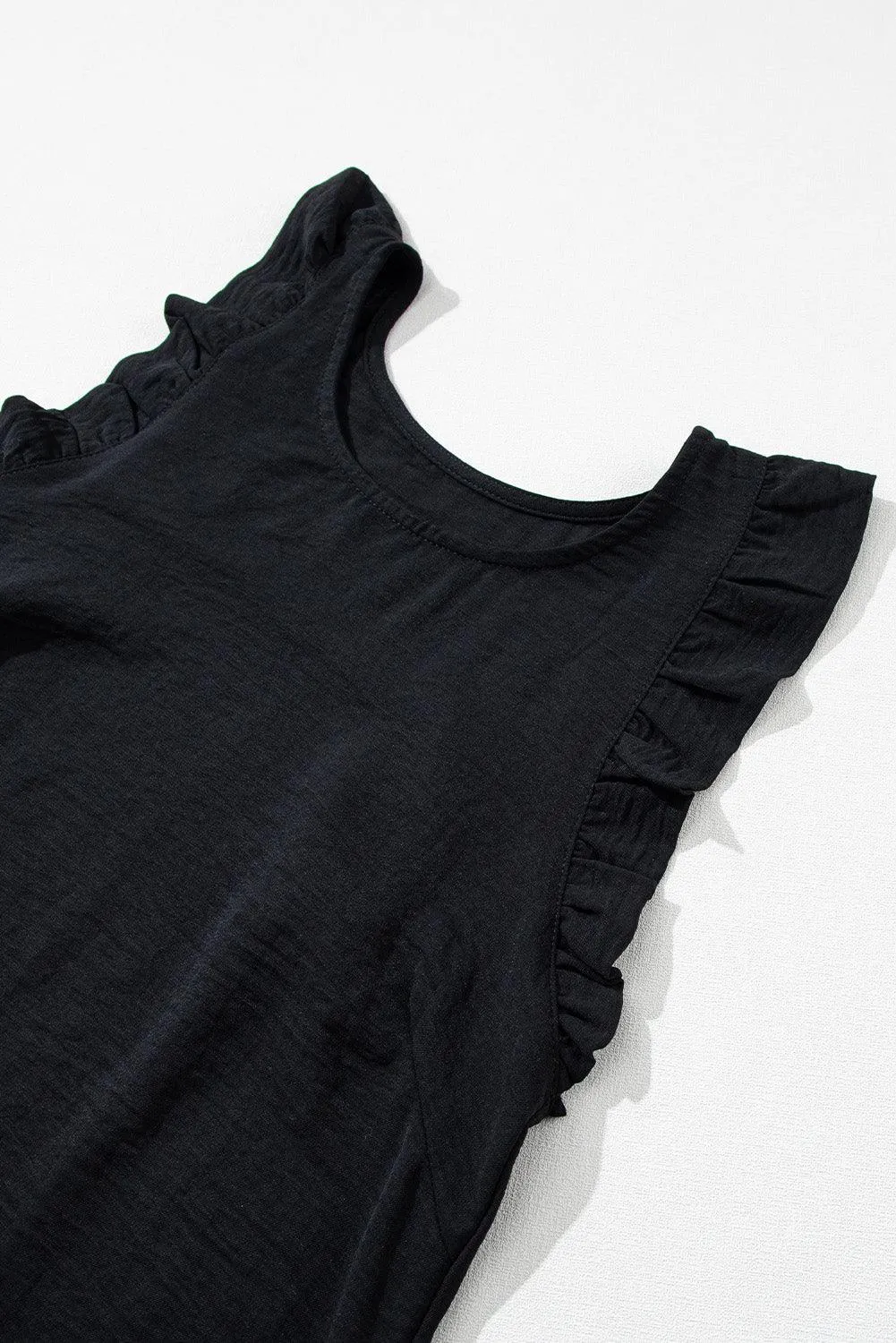 Ruffled Sleeveless Shift Dress Mini Cut