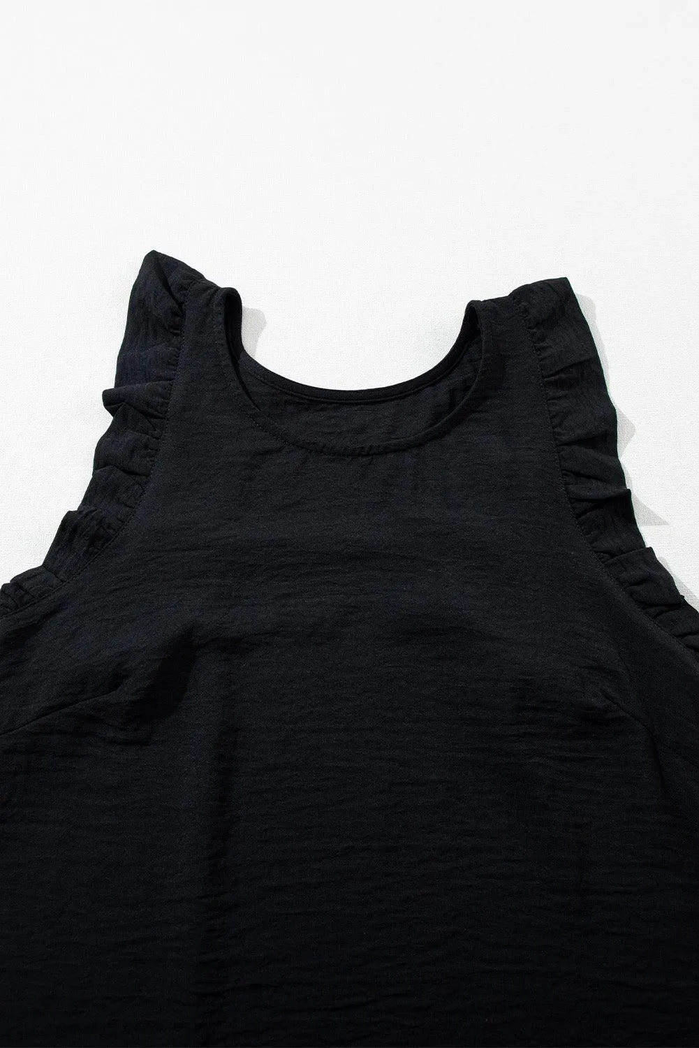 Ruffled Sleeveless Shift Dress Mini Cut