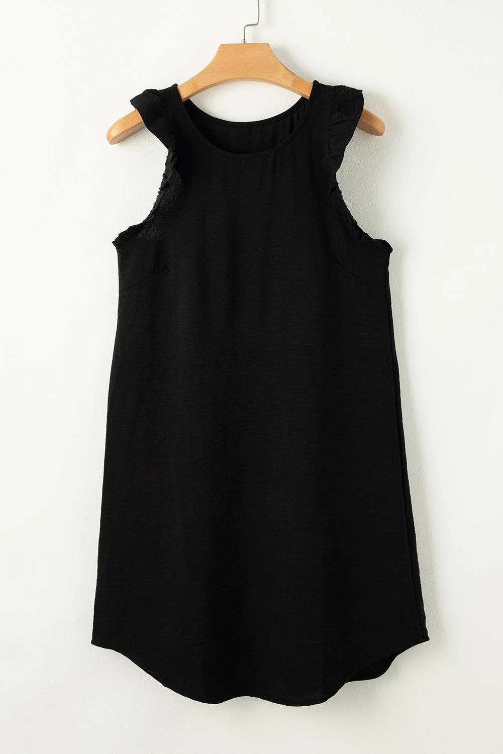 Ruffled Sleeveless Shift Dress Mini Cut