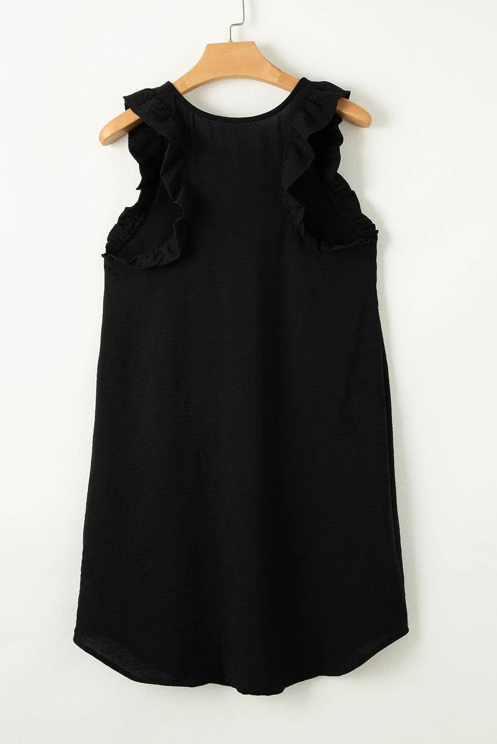 Ruffled Sleeveless Shift Dress Mini Cut