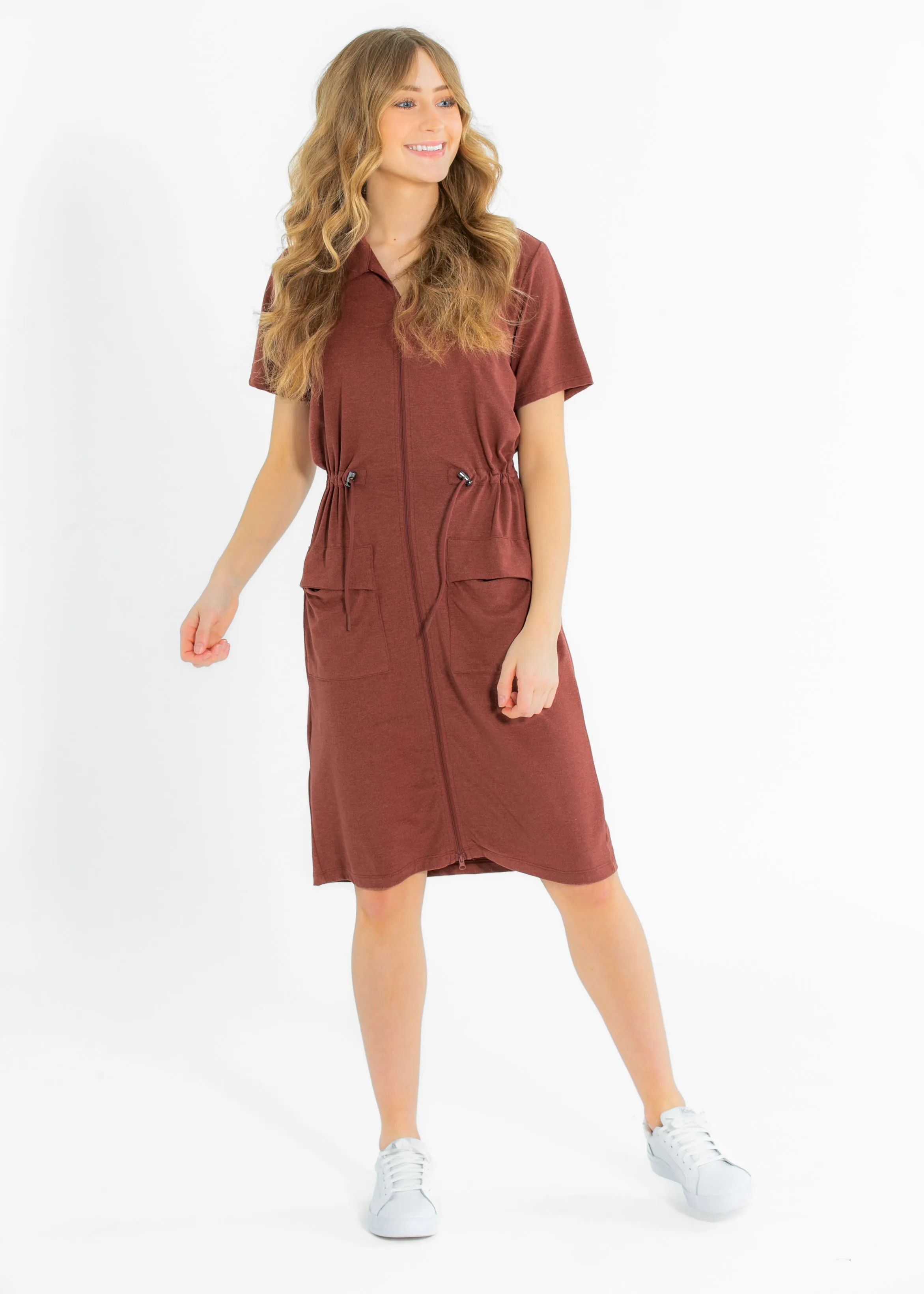 Scout Zip Front Athletic Midi Dress
