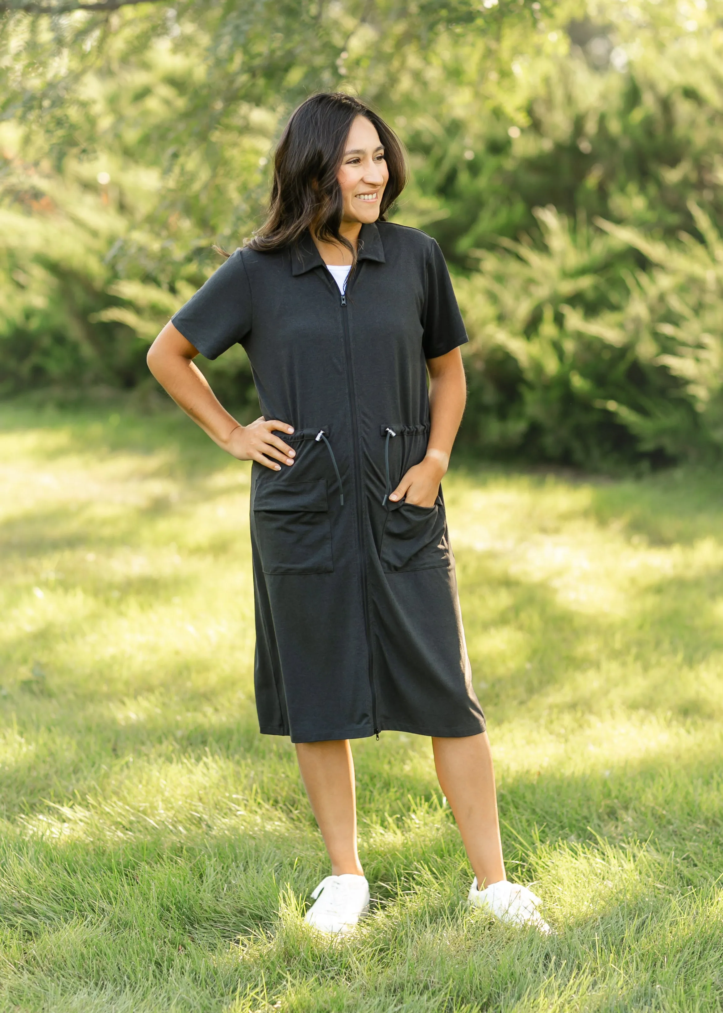 Scout Zip Front Athletic Midi Dress
